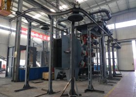 剛剛將一臺發往上海的懸鏈通過式拋丸機安裝完畢！大喜！